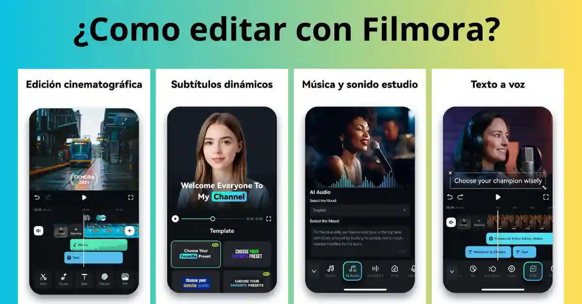 Filmora 14: Guía Completa para Editar Videos Fácilmente 1 Filmora 14: Guía Completa para Editar Videos Fácilmente", destacando funciones clave y tutoriales prácticos de edición