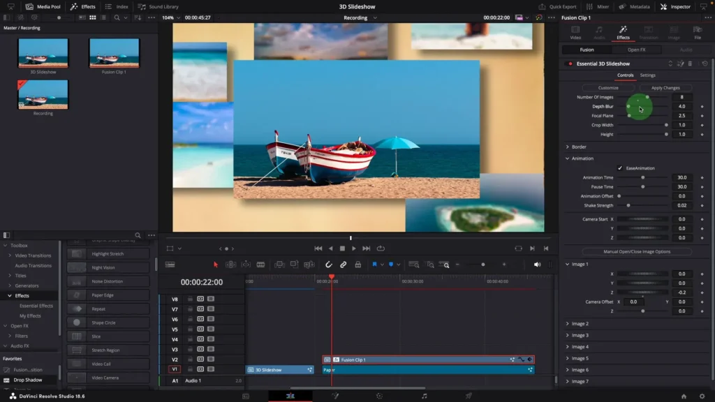 DaVinci Resolve: Cómo Crear Presentaciones de Imágenes 3D 3 ambién puedes usar clips de video. Selecciona todas las imágenes, haz clic derecho y crea un nuevo clip de Fusion. Esto crea automáticamente un clip en el panel de medios. Puedes hacer clic en el título para renombrar el clip, por ejemplo, "Presentación 3D".