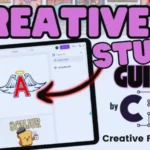 Captura de pantalla de la interfaz principal de Creative Fabrica con categorías de recursos