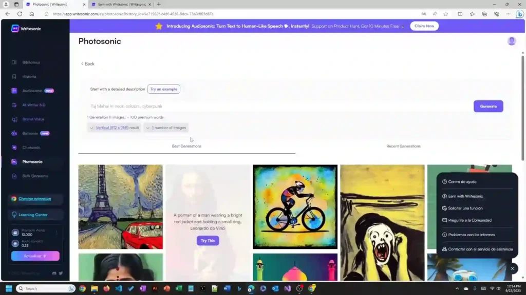Imagen ilustrativa del proceso de generación visual con Photosonic, destacando la personalización de estilos, colores y detalles creativos. Ideal para diseñadores, creadores de contenido y artistas digitales que buscan optimizar su flujo de trabajo con IA