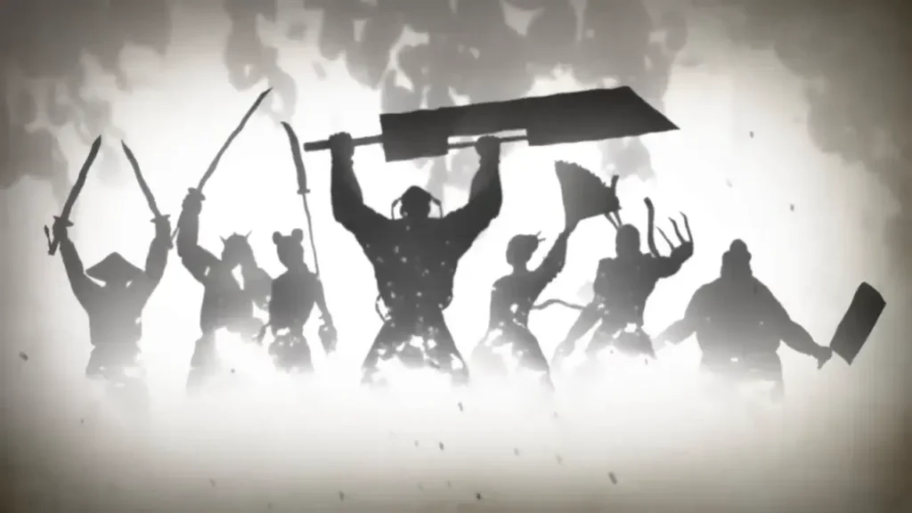 Shadow Fight 2: Descubre la Épica Historia Detrás del Juego 2 Imagen que muestra la escena inicial de Shadow Fight 2, donde el protagonista abre accidentalmente las Puertas de las Sombras, liberando demonios al mundo y marcando el comienzo de su misión para restaurar el equilibrio