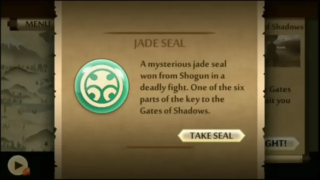 Shadow Fight 2: Descubre la Épica Historia Detrás del Juego 6 Imagen que representa el Último Sello, un poderoso artefacto mágico que debe ser protegido para evitar que las fuerzas oscuras destruyan el mundo. Su integridad es esencial para el destino del protagonista