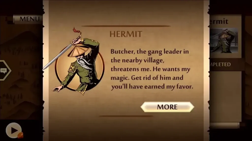 Shadow Fight 2: Descubre la Épica Historia Detrás del Juego 4 Imagen que representa al protagonista enfrentando los desafíos iniciales del torneo, donde debe derrotar a varios oponentes para demostrar su valía y avanzar hacia su encuentro con El Hermitano