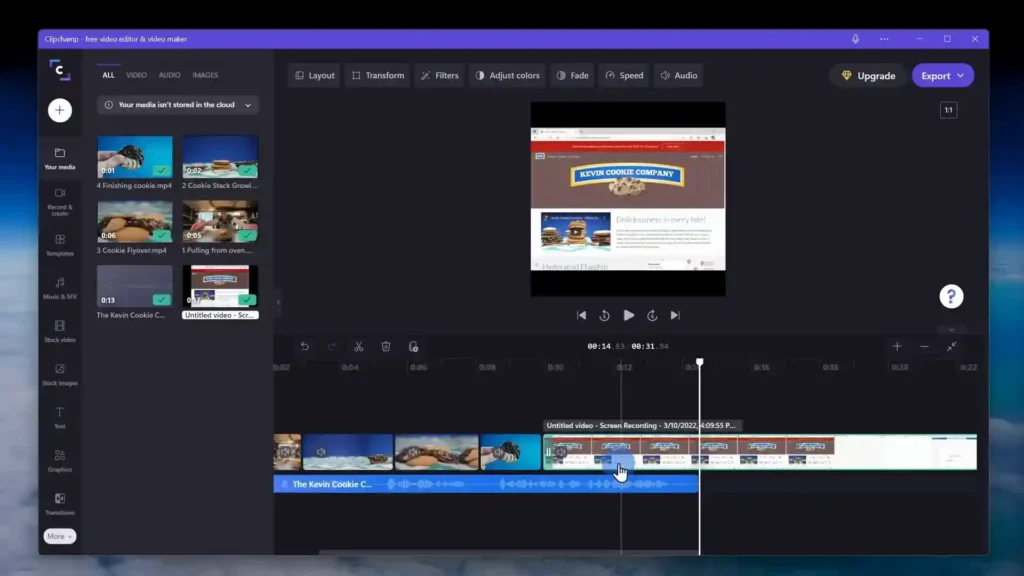 Imagen que muestra el proceso para agregar pistas de música y efectos de sonido en nombre del programa o plataforma, mejorando la experiencia auditiva y la calidad del proyecto final.
