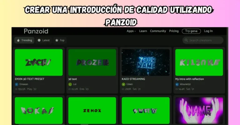 Cómo crear una introducción de calidad utilizando Panzoid 6 Editor de Panzoid mostrando herramientas para diseñar intros animadas con efectos visuales