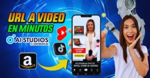 Plataforma DeepBrain AI generando un video automático a partir de texto utilizando avatares virtuales realistas