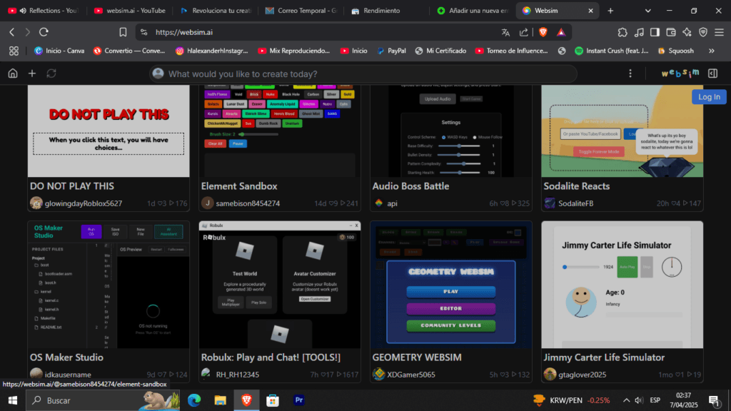 Websim.ai:Crea APPS sin Código en SEGUNDOS por IA ILIMITADA 2 Websim.ai es una herramienta impulsada por inteligencia artificial que permite a cualquier usuario generar sitios web funcionales e interactivos a partir de una simple descripción textual o una idea.
