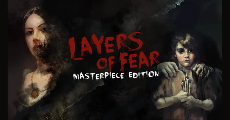 Escena inquietante de Layers of Fear con el protagonista frente a un lienzo distorsionado en un estudio oscuro y surrealista