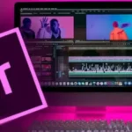 Pantalla de Adobe Premiere Pro con una línea de tiempo compleja, múltiples capas de video, audio y efectos aplicados