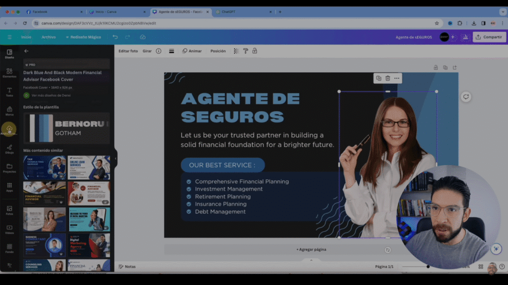  Canva en acción, con plantillas diseñadas para fotos de perfil y portadas adaptadas a plataformas como Facebook, Instagram, LinkedIn y YouTube